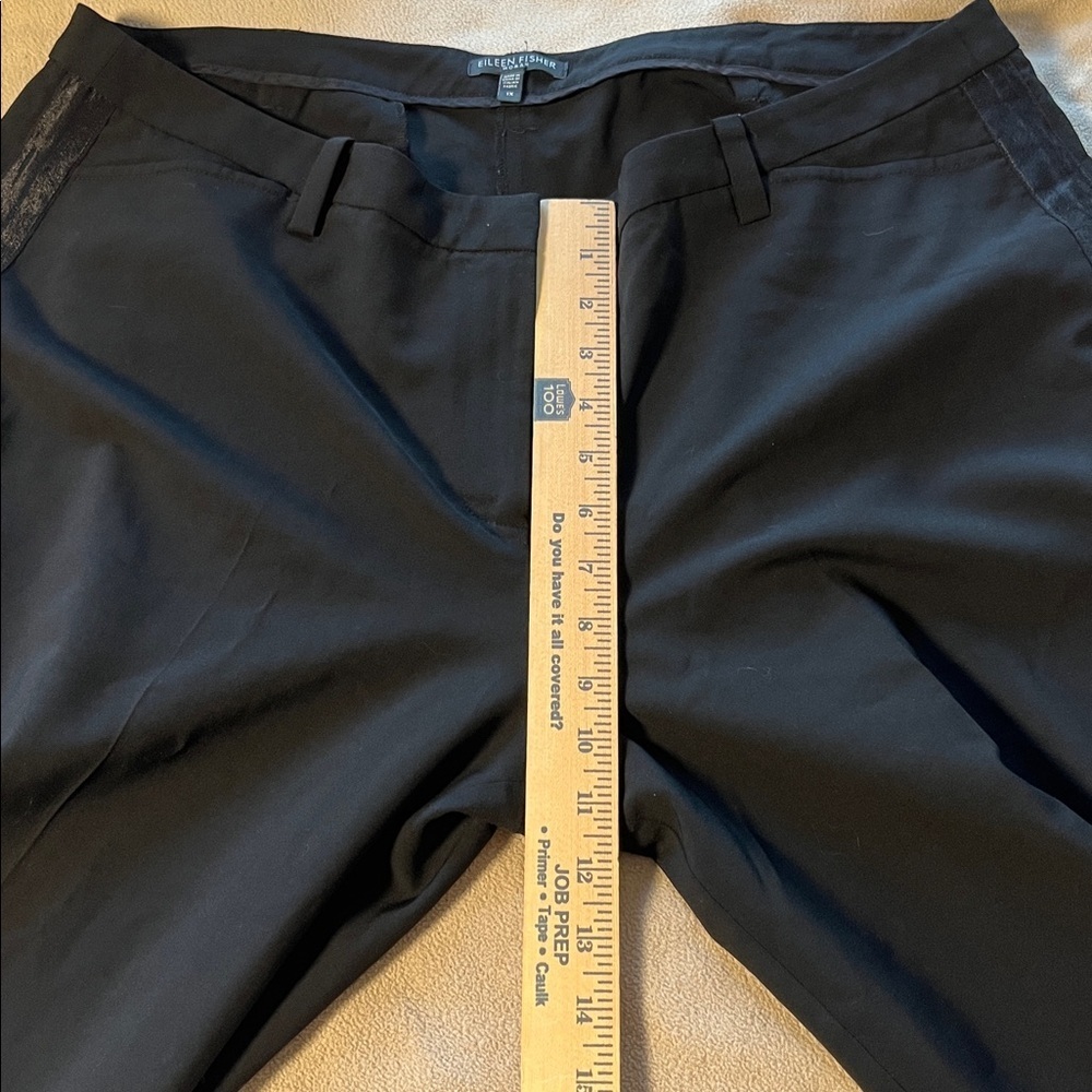 Eileen Fisher Stretch Wool Formal Pants Tuxedo Stripe Straight Leg Black 1X - Picture 6 of 9